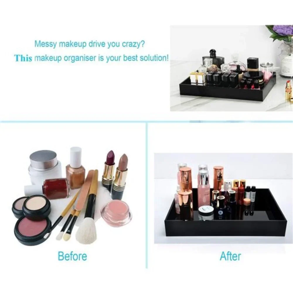 Waterproof Acrylic Vanity Tray, Sturdy Valet Tray Organizer, 10.2 x 8.5x1.8 Inch